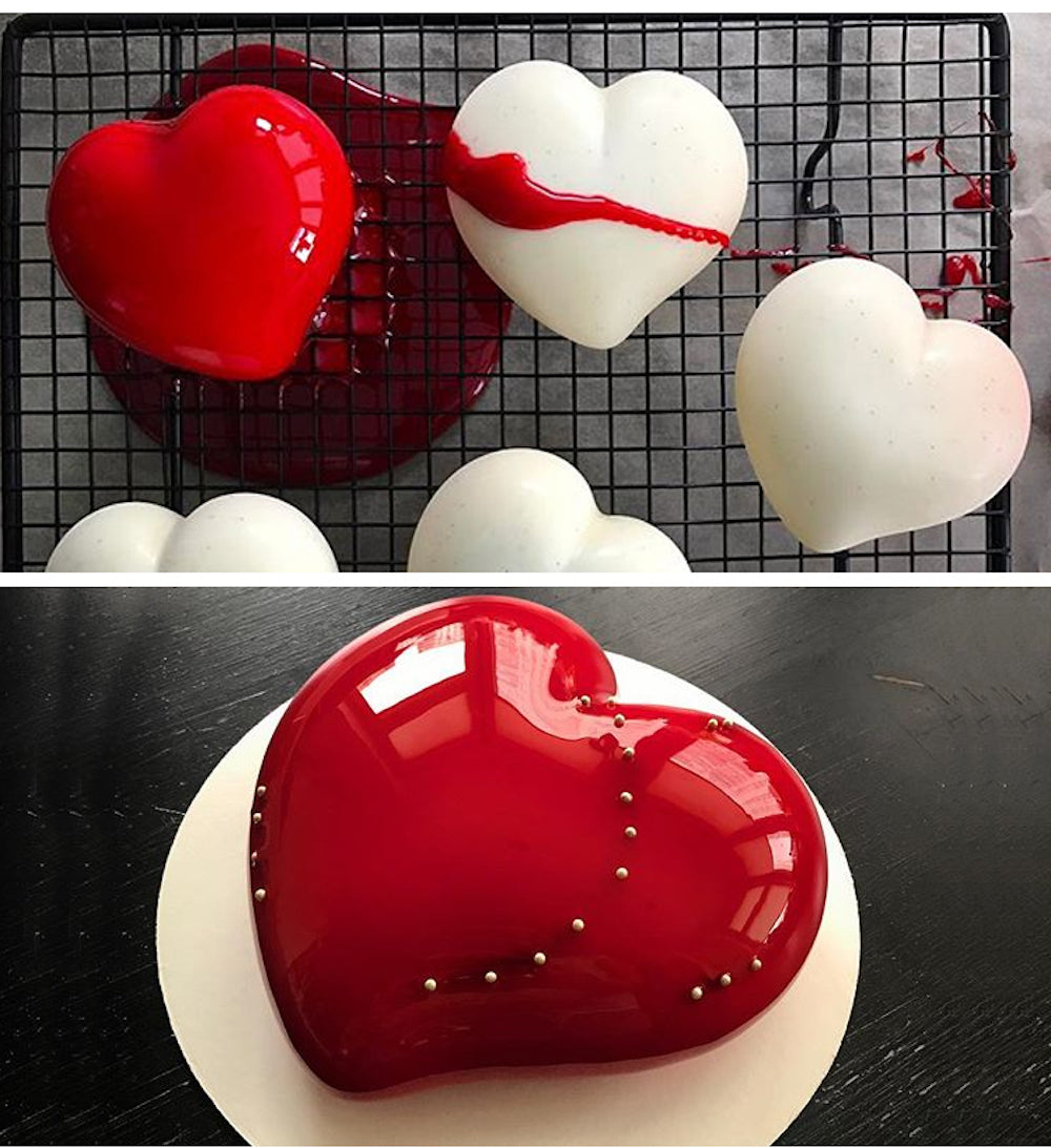 beicemania® Large Cake tin Heart Shaped Cake tin 3D Cake tins Mousse Cake molds Silicone White Peach Heart Cake tin