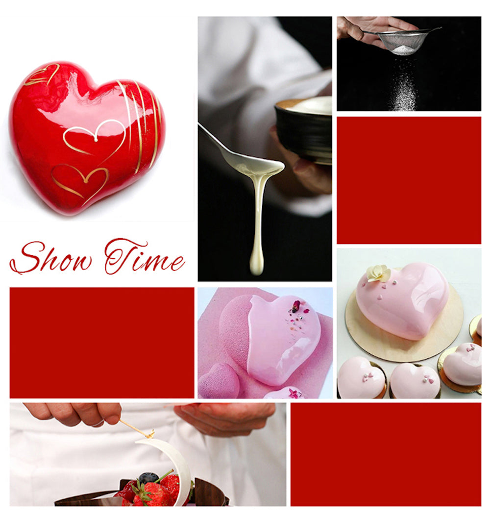 beicemania® Large Cake tin Heart Shaped Cake tin 3D Cake tins Mousse Cake molds Silicone White Peach Heart Cake tin