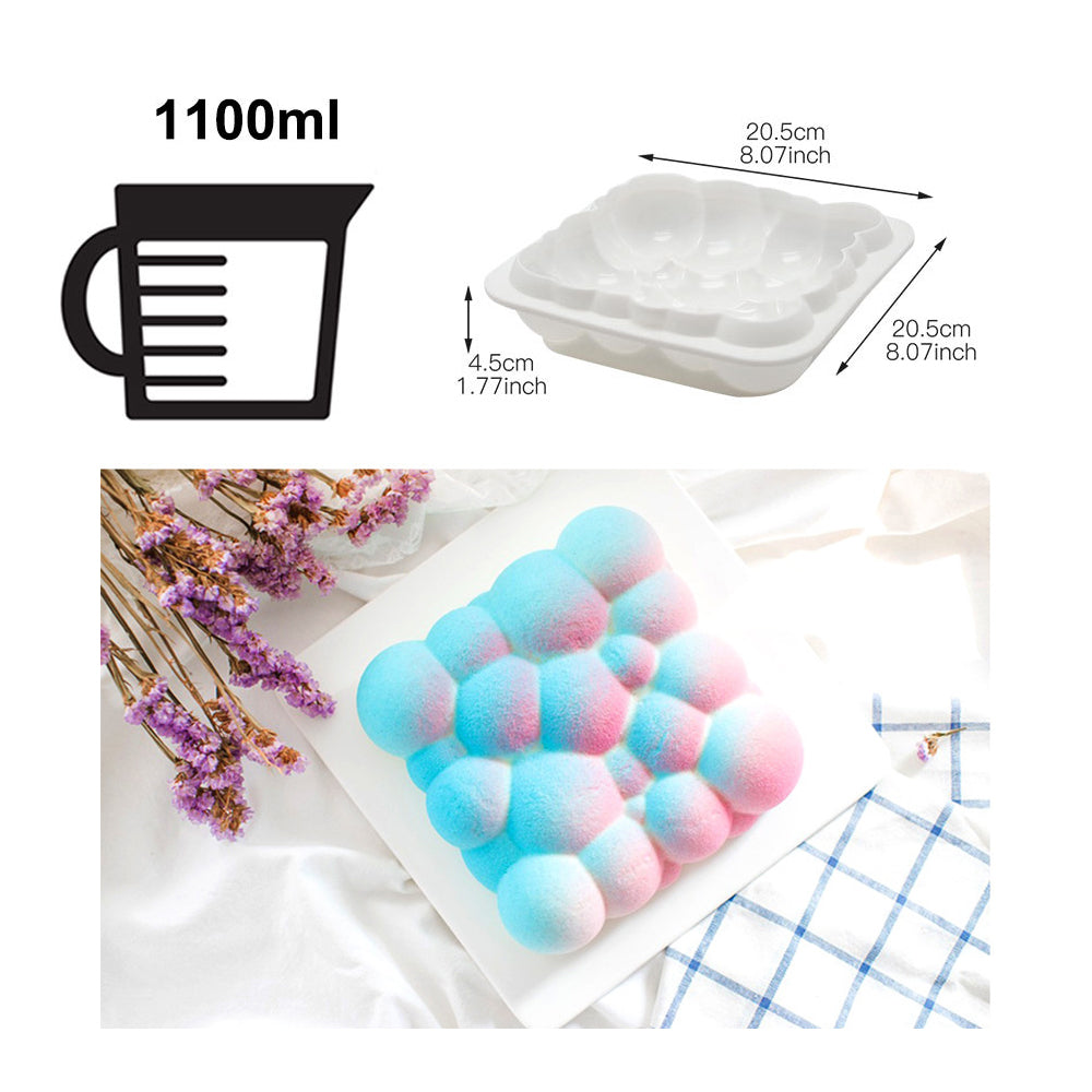 beicemania® Large Cake tin 8inch Square Cake tin 3D Cake tins Mousse Cake molds Silicone White Cloud