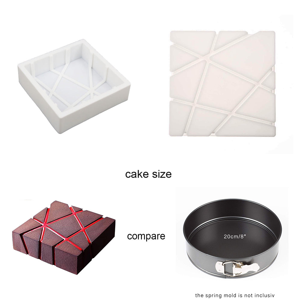 beicemania® Large Cake tin 8inch Square Cake tin 3D Cake tins Mousse Cake molds Silicone White Stripe