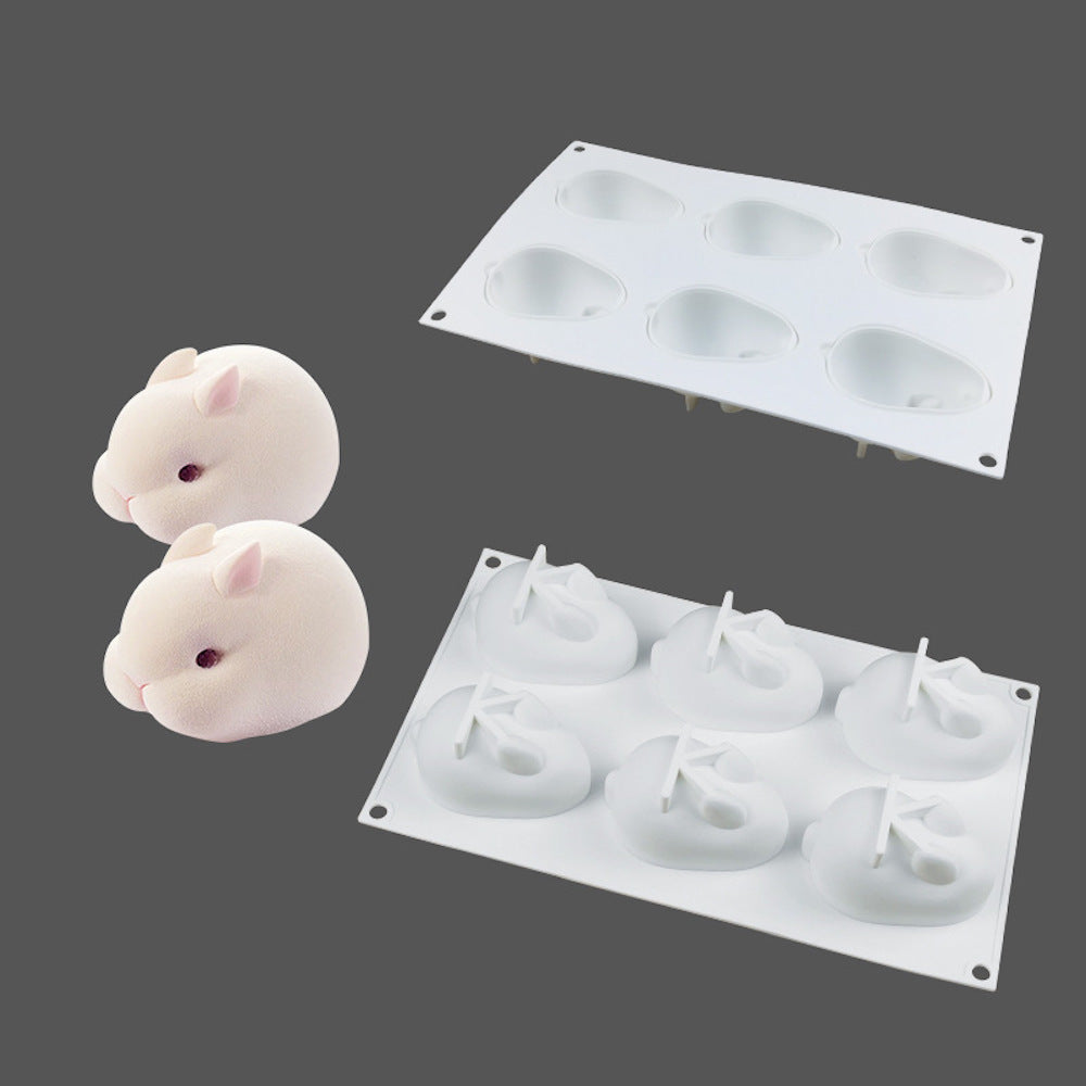 beicemania® Medium Cake tins Rabbit Cake tin 3D Cake tins Mousse Cake molds Silicone White Pets Cake tin Bunny