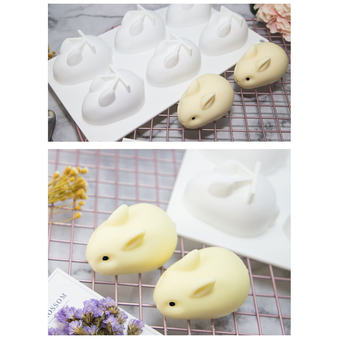 beicemania® Medium Cake tins Rabbit Cake tin 3D Cake tins Mousse Cake molds Silicone White Pets Cake tin Bunny