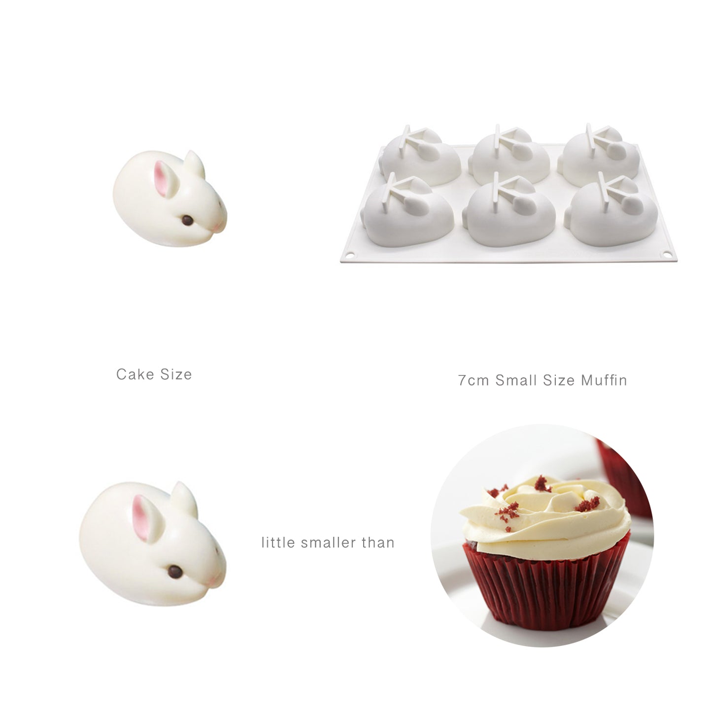 beicemania® Medium Cake tins Rabbit Cake tin 3D Cake tins Mousse Cake molds Silicone White Pets Cake tin Bunny