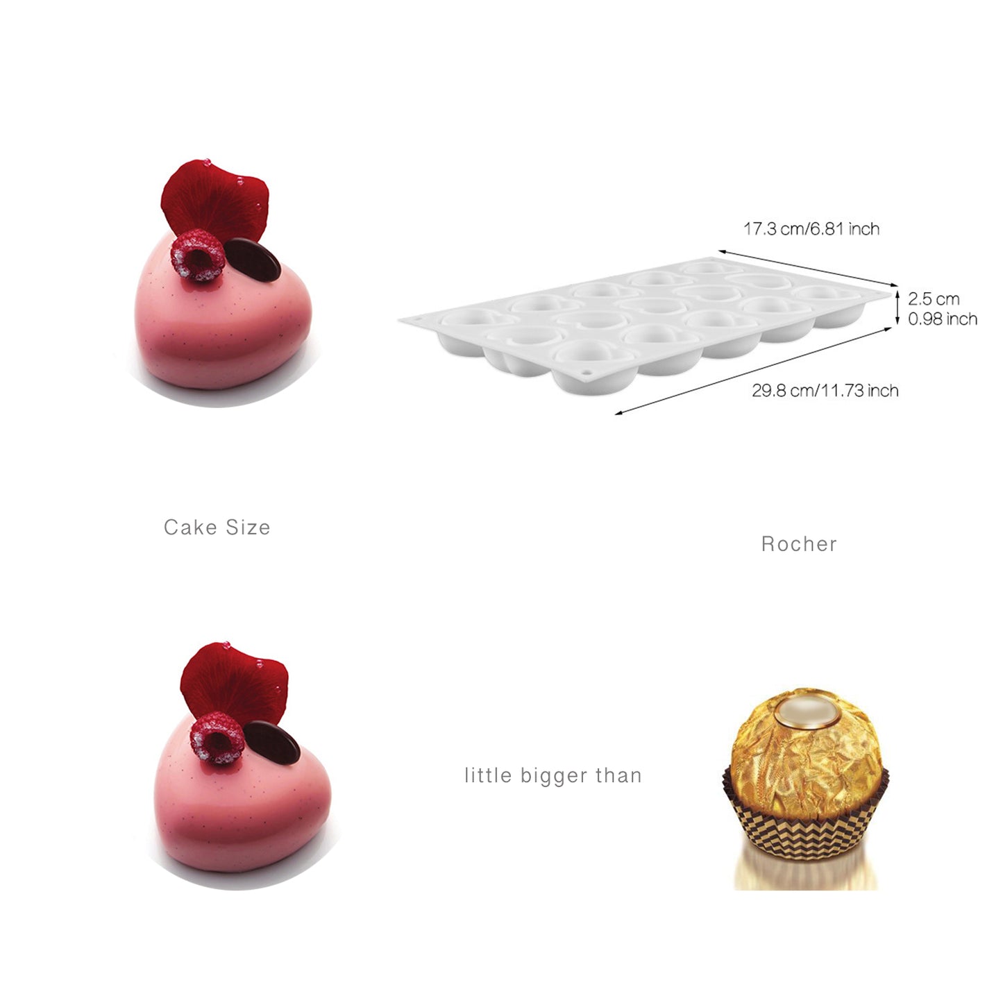 beicemania® Mini Cake tins Heart Cake tin 3D Cake tins Mousse Cake molds Silicone White Chocolate mold Heart Shaped