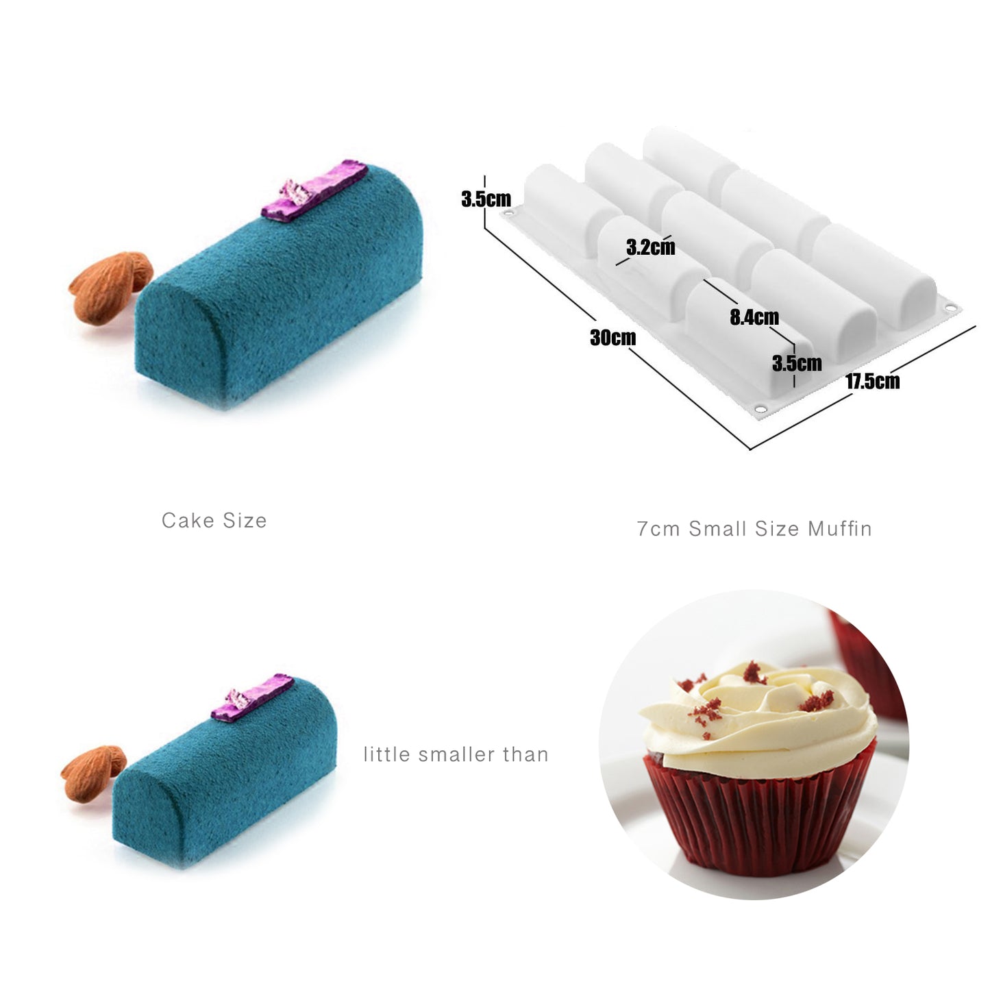 beicemania® Mini Cake tins Rectangle Cake tin 3D Cake tins Mousse Cake molds Silicone White Chocolate mold