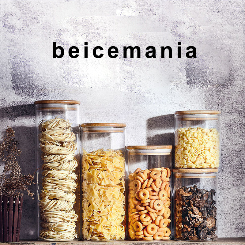 beicemania® Glass Jars with Bamboo Lid for Storage Cookies Coffee Candys 16oz