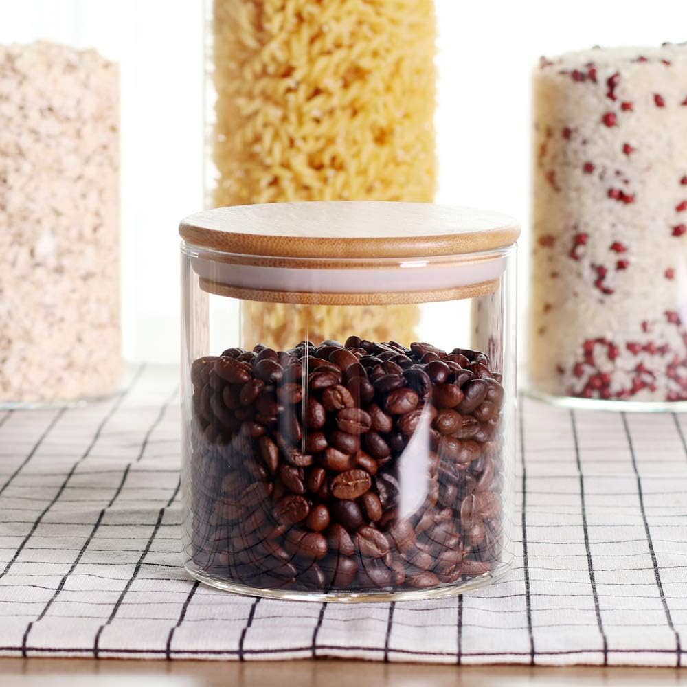 beicemania® Glass Jars with Bamboo Lid for Storage Cookies Coffee Candys 16oz