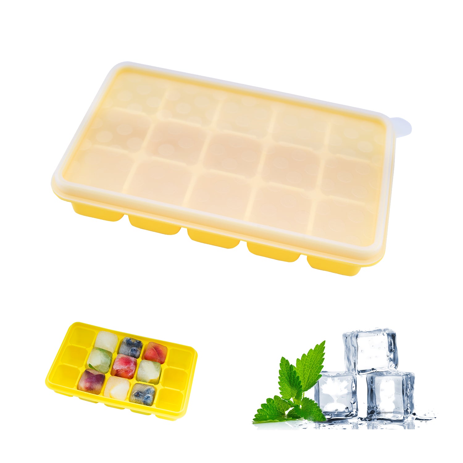 beicemania Silicone Ice Tray with Lid Ice Cube Trays Ice Cube