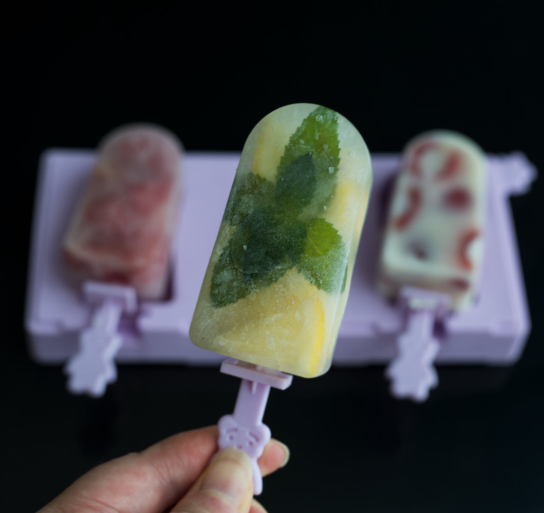 Stackable Ice Lolly mold Mini Oval Classic Ice Lolly Maker Violet Popsicle mold Silicone with Resuable Popsicle Sticks beicemania®