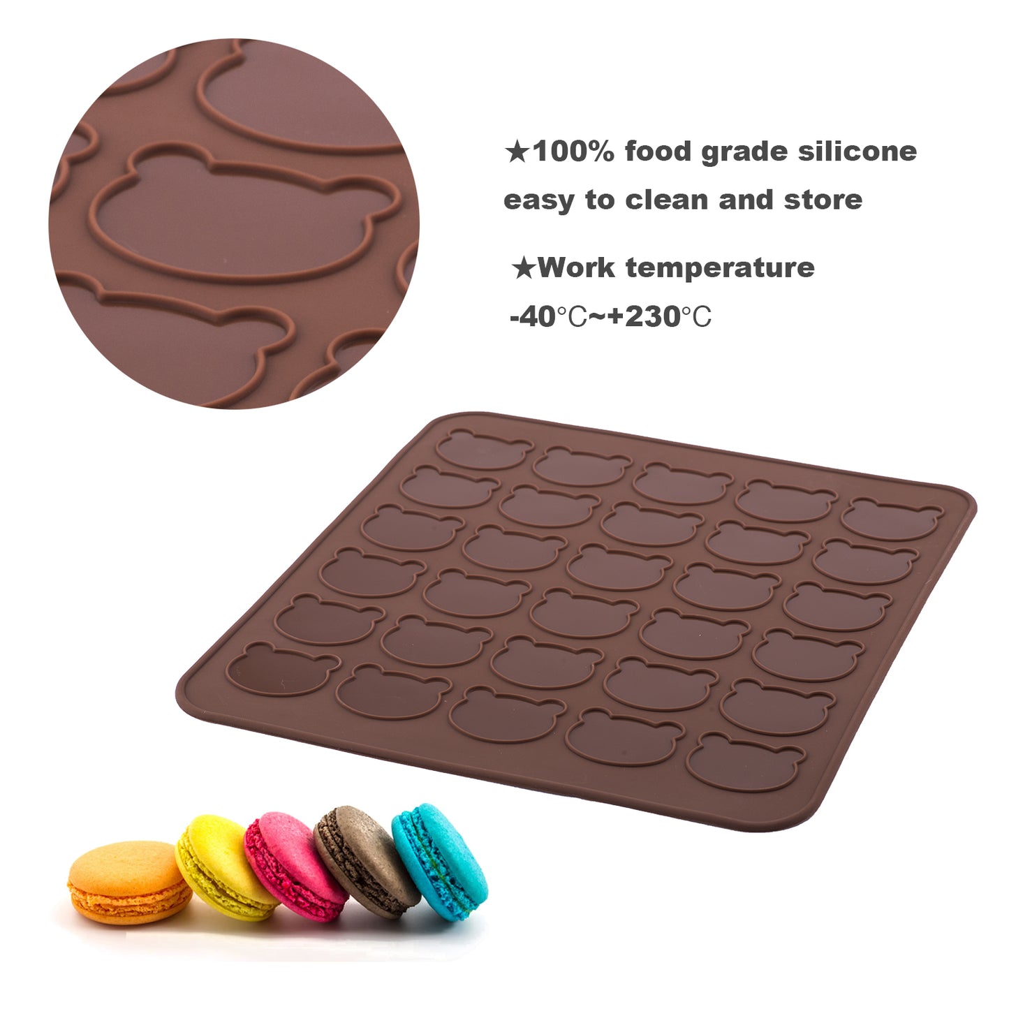 beicemania® Silicone Classic Macaron Baking Mat for Macarons Macaroons Biscuits Cookies