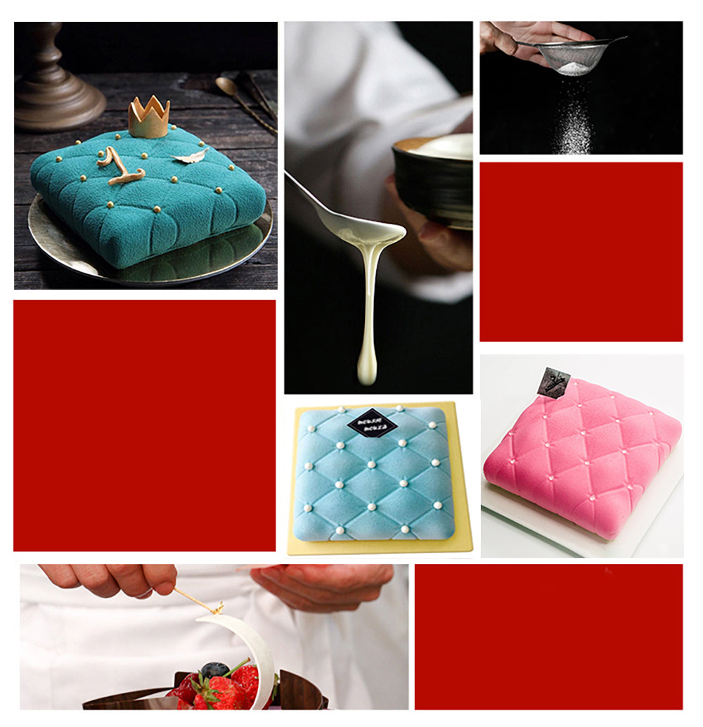 beicemania® Large Cake tin 8inch Square Cake tin 3D Cake tins Mousse Cake molds Silicone White Pillow Stripe