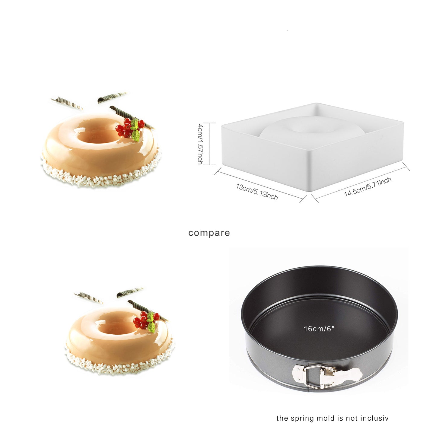 beicemania® Medium Cake tins Round Cake tin 3D Cake tins Mousse Cake molds Silicone White Ring Cake tin Donuts