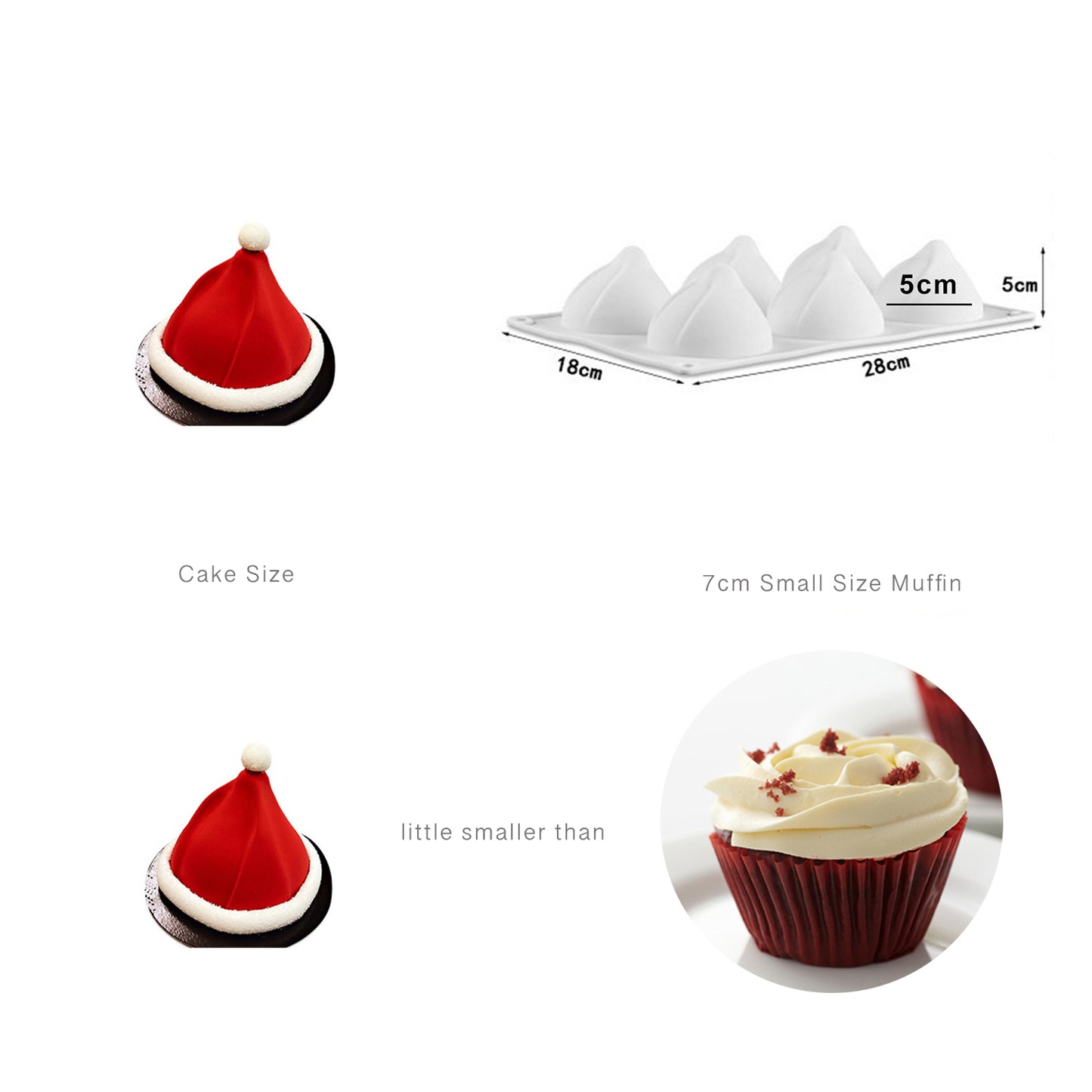 beicemania® Medium Cake tins Chriatmas Hat Cake tin 3D Cake tins Mousse Cake molds Silicone White Hats Cake tin Xmas