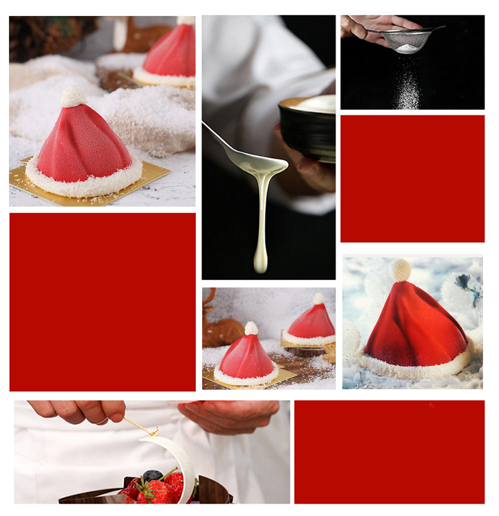 beicemania® Medium Cake tins Chriatmas Hat Cake tin 3D Cake tins Mousse Cake molds Silicone White Hats Cake tin Xmas