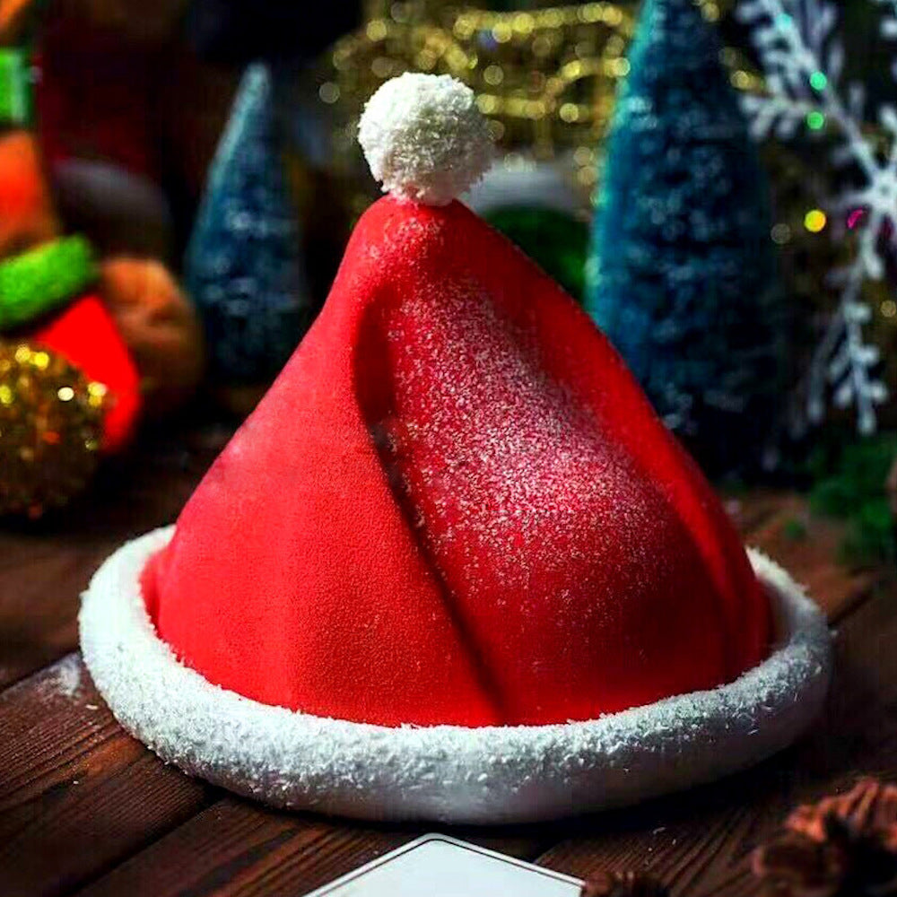 beicemania® Medium Cake tins Chriatmas Hat Cake tin 3D Cake tins Mousse Cake molds Silicone White Hats Cake tin Xmas
