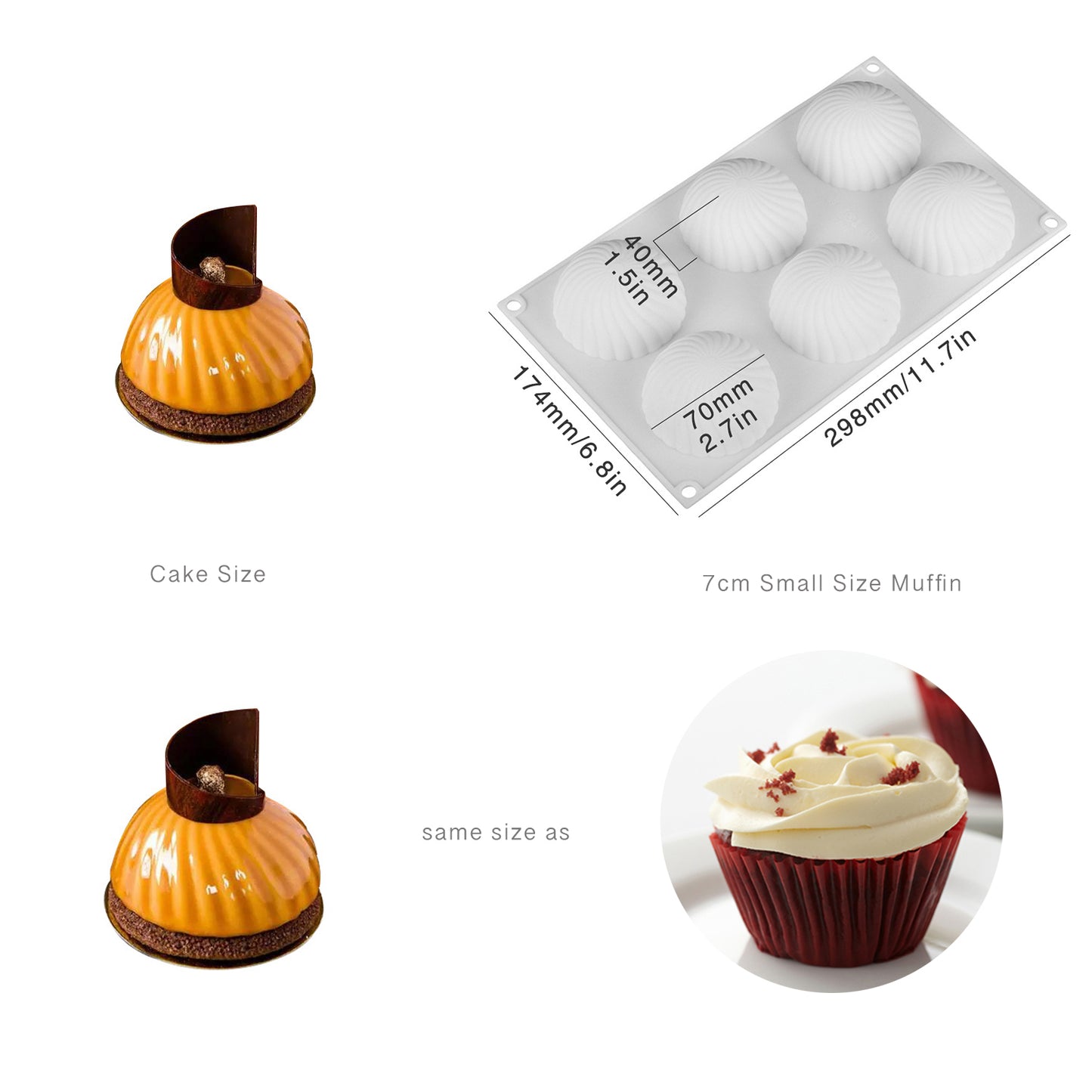 beicemania® Medium Cake tins Round Cake tin 3D Cake tins Mousse Cake molds Silicone White Half Ball Cake tin Swirl