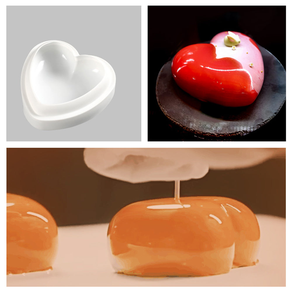 beicemania® Medium Cake tins Heart Shaped Cake tin 3D Cake tins Mousse Cake molds Silicone White Heart Cake tin