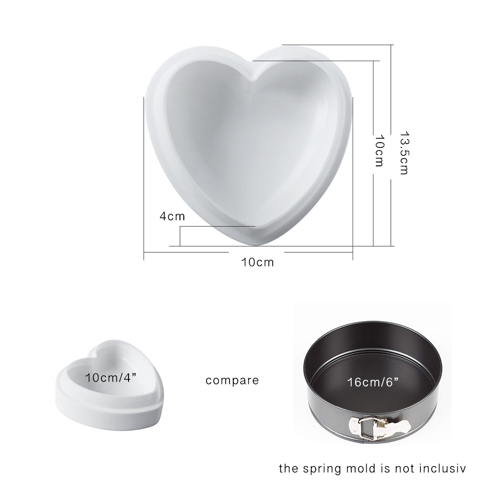 beicemania® Medium Cake tins Heart Shaped Cake tin 3D Cake tins Mousse Cake molds Silicone White Heart Cake tin