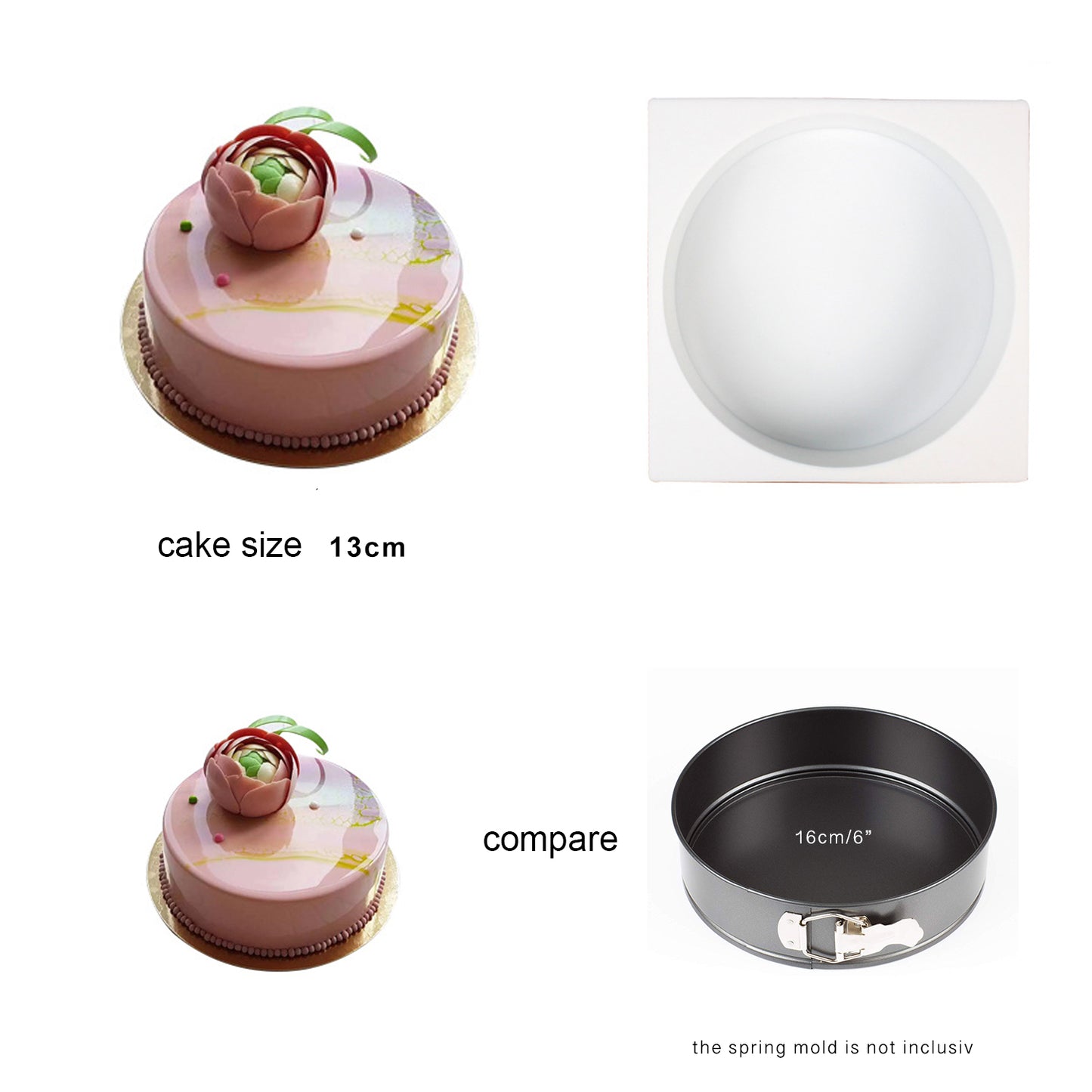 beicemania® Medium Cake tin 8inch Round Cake tin 3D Cake tins Mousse Cake molds Silicone White with Square Edge