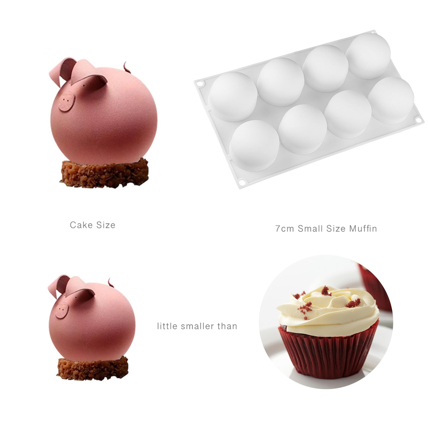 beicemania® Small Cake tin Ball Cake tin 3D Cake tins Mousse Cake molds Silicone Chocolate mold White
