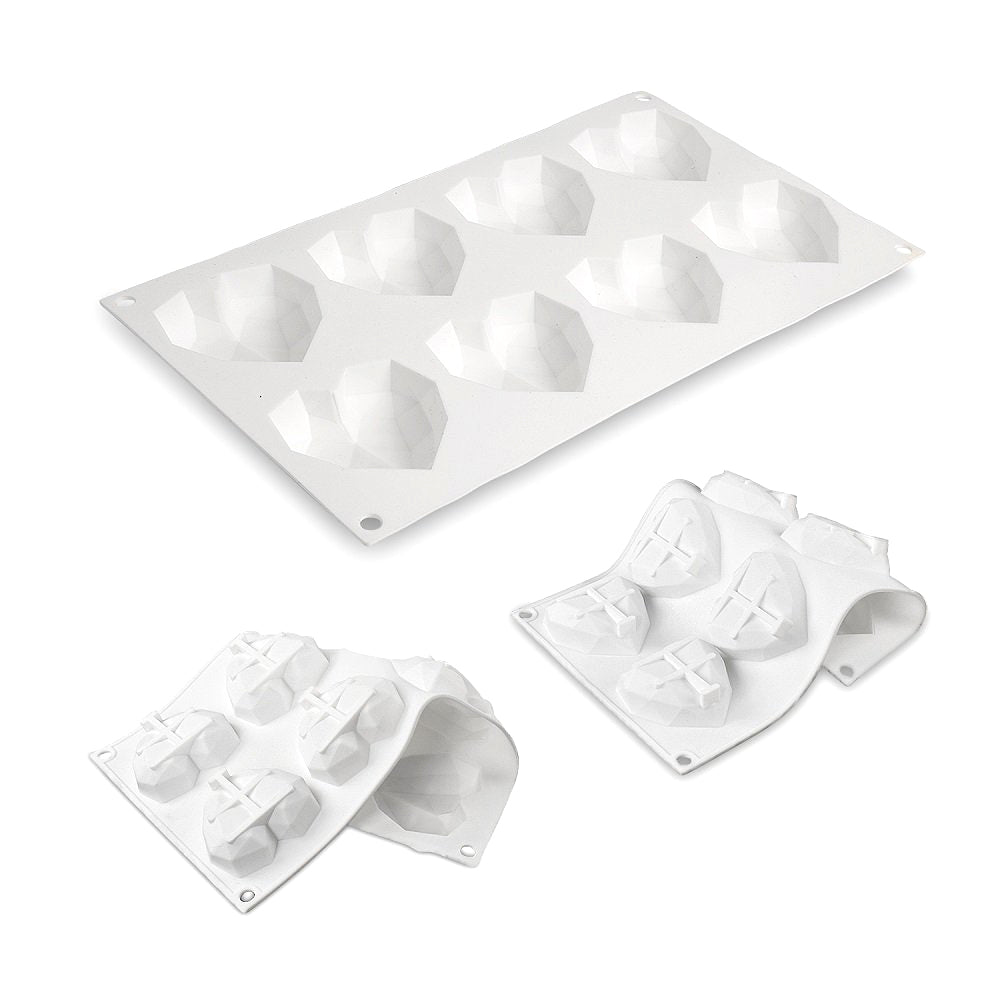 beicemania® Small Cake tin Heart Shaped Chocolate mold Cake tin 3D Cake tins Mousse Cake molds Silicone White Diamond Heart Cake tin