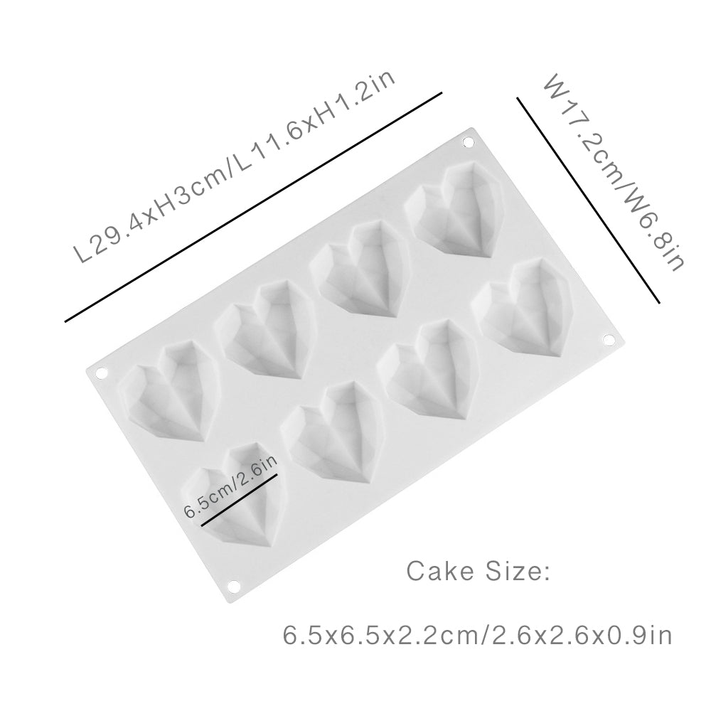 beicemania® Small Cake tin Heart Shaped Chocolate mold Cake tin 3D Cake tins Mousse Cake molds Silicone White Diamond Heart Cake tin