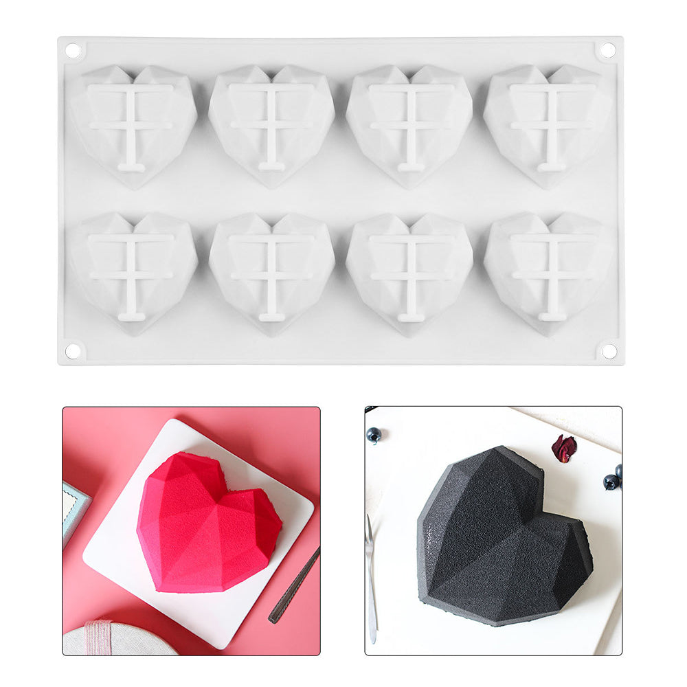 beicemania® Small Cake tin Heart Shaped Chocolate mold Cake tin 3D Cake tins Mousse Cake molds Silicone White Diamond Heart Cake tin
