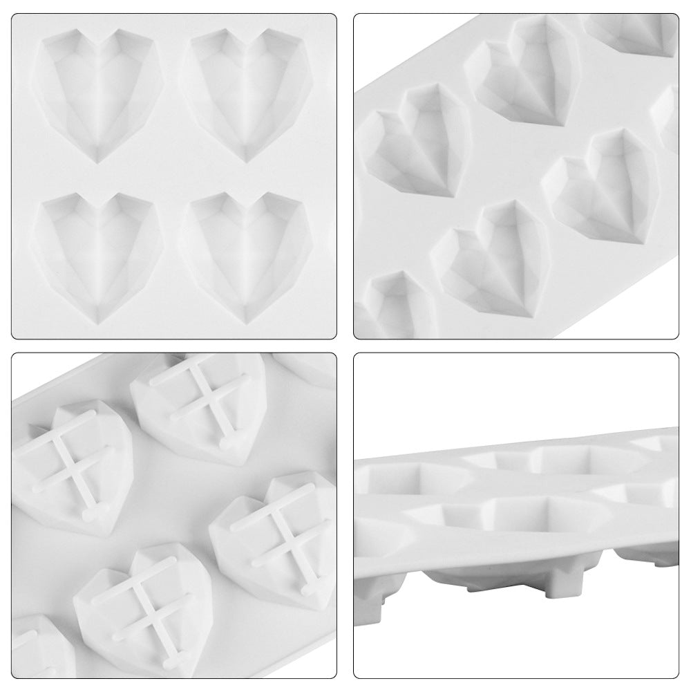 beicemania® Small Cake tin Heart Shaped Chocolate mold Cake tin 3D Cake tins Mousse Cake molds Silicone White Diamond Heart Cake tin