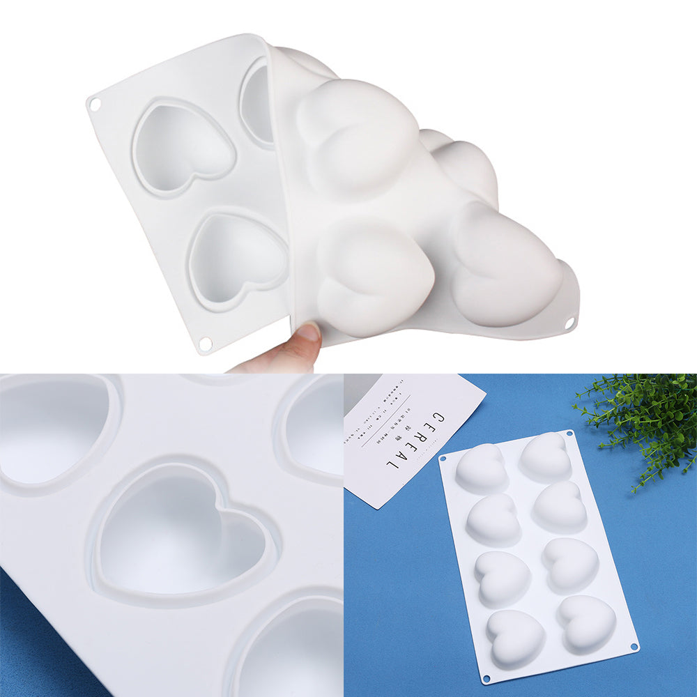 beicemania® Small Cake tin Heart Shaped Chocolate mold Cake tin 3D Cake tins Mousse Cake molds Silicone White Heart Cake tin
