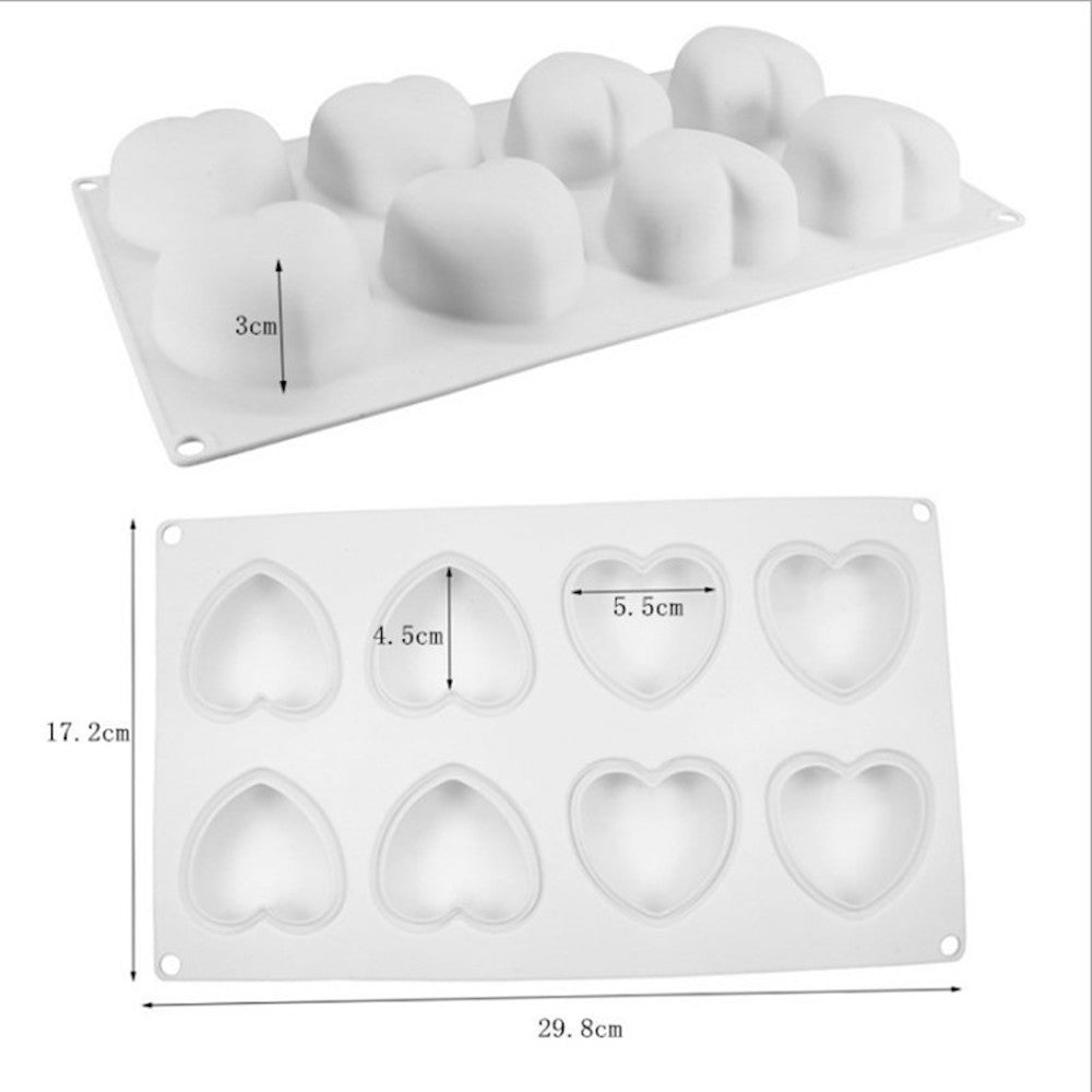 beicemania® Small Cake tin Heart Shaped Chocolate mold Cake tin 3D Cake tins Mousse Cake molds Silicone White Heart Cake tin