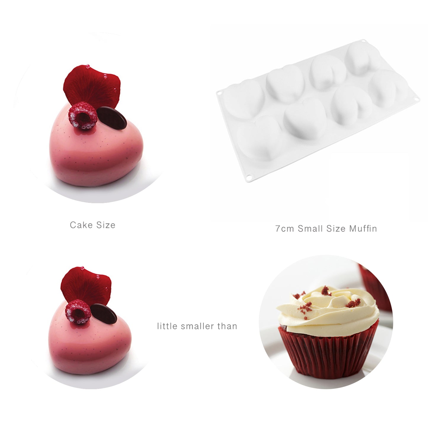 beicemania® Small Cake tin Heart Shaped Chocolate mold Cake tin 3D Cake tins Mousse Cake molds Silicone White Heart Cake tin