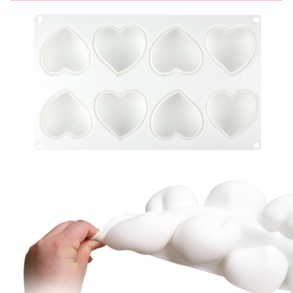 beicemania® Small Cake tin Heart Shaped Chocolate mold Cake tin 3D Cake tins Mousse Cake molds Silicone White Peach Heart Cake tin