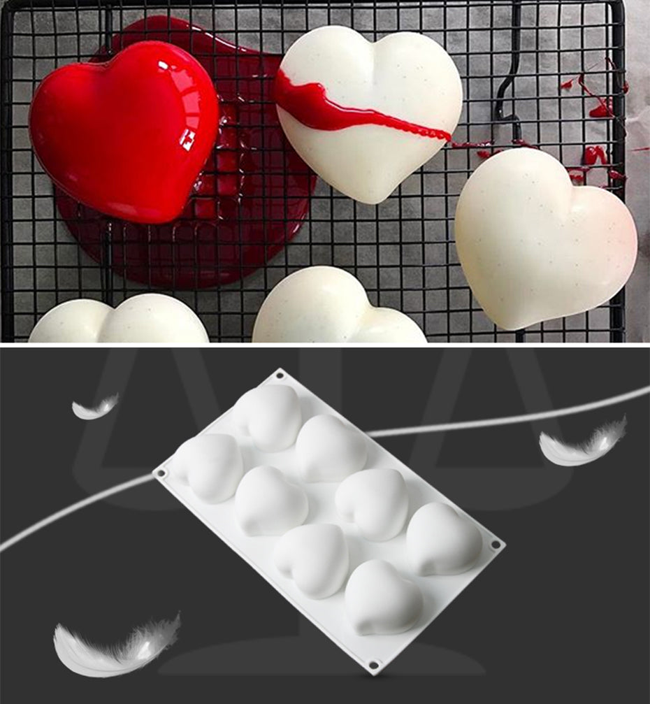 beicemania® Small Cake tin Heart Shaped Chocolate mold Cake tin 3D Cake tins Mousse Cake molds Silicone White Peach Heart Cake tin