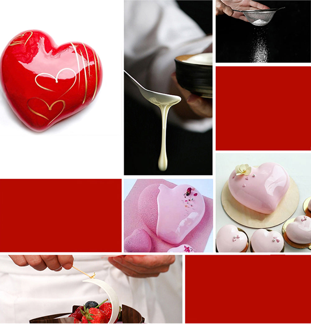 beicemania® Small Cake tin Heart Shaped Chocolate mold Cake tin 3D Cake tins Mousse Cake molds Silicone White Peach Heart Cake tin