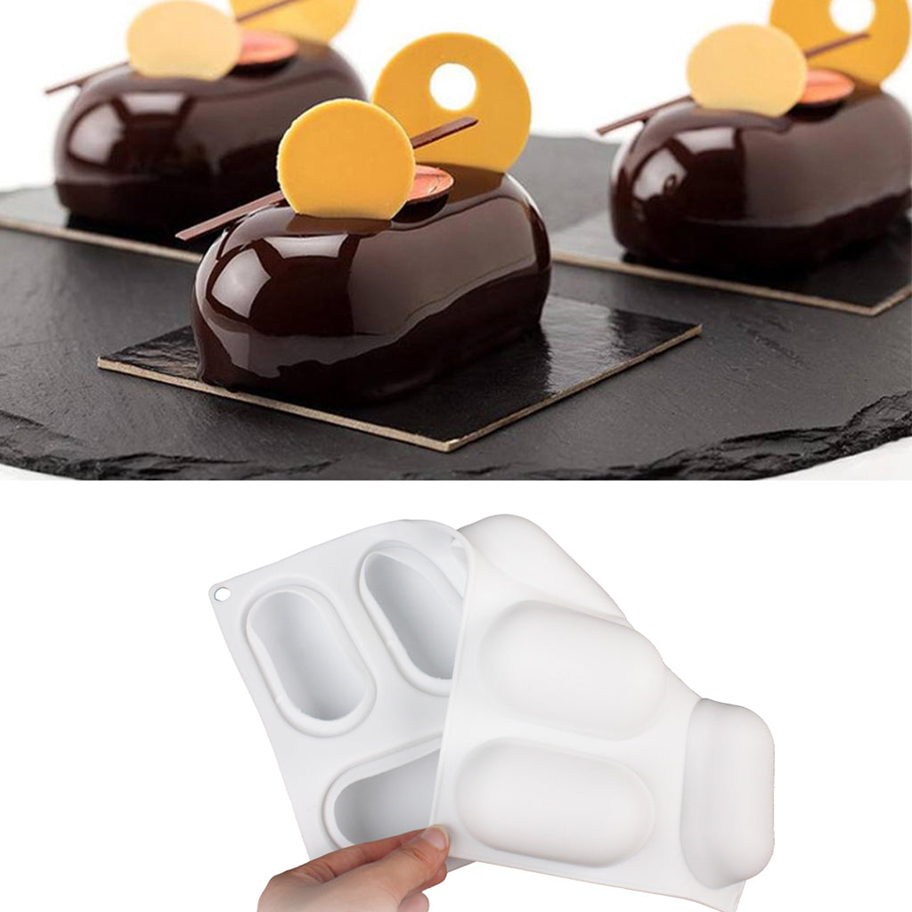 beicemania® Small Cake tins Oval Cake tin 3D Cake tins Mousse Cake molds Silicone White Round Cake tin Capsule