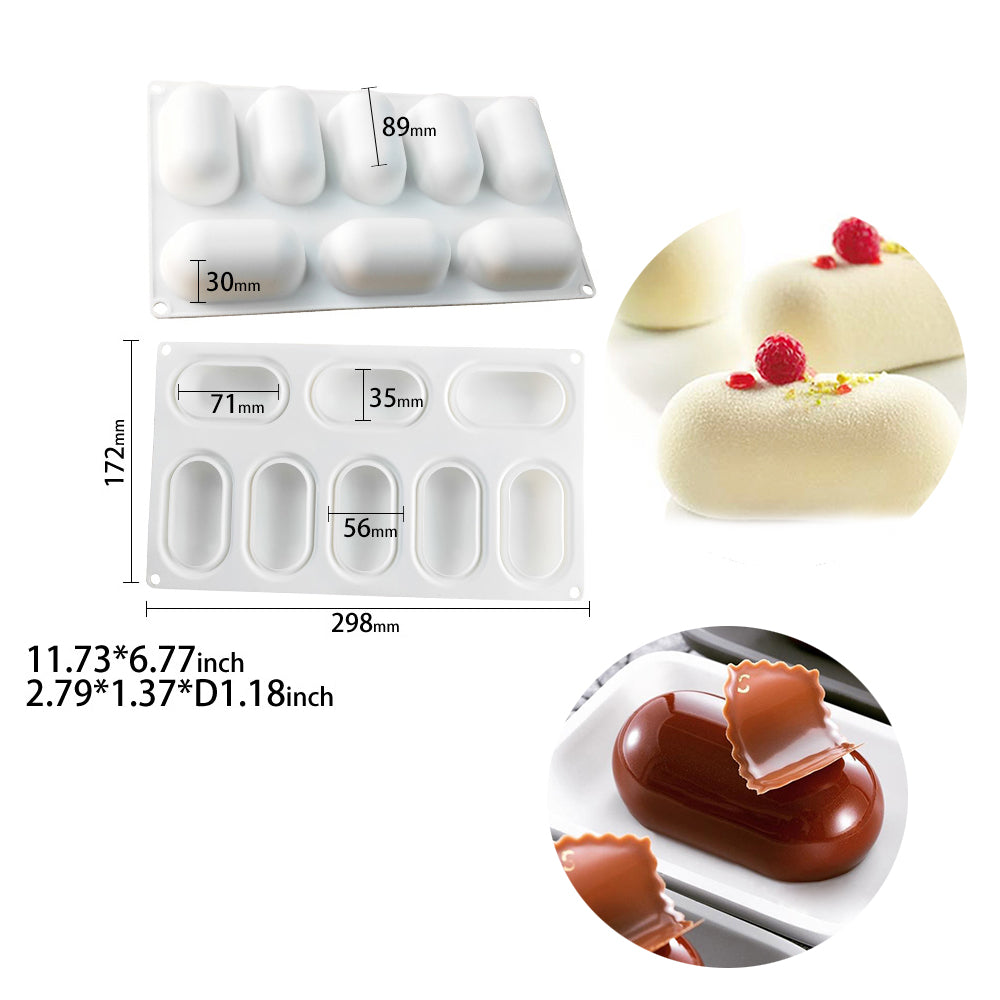 beicemania® Small Cake tins Oval Cake tin 3D Cake tins Mousse Cake molds Silicone White Round Cake tin Capsule
