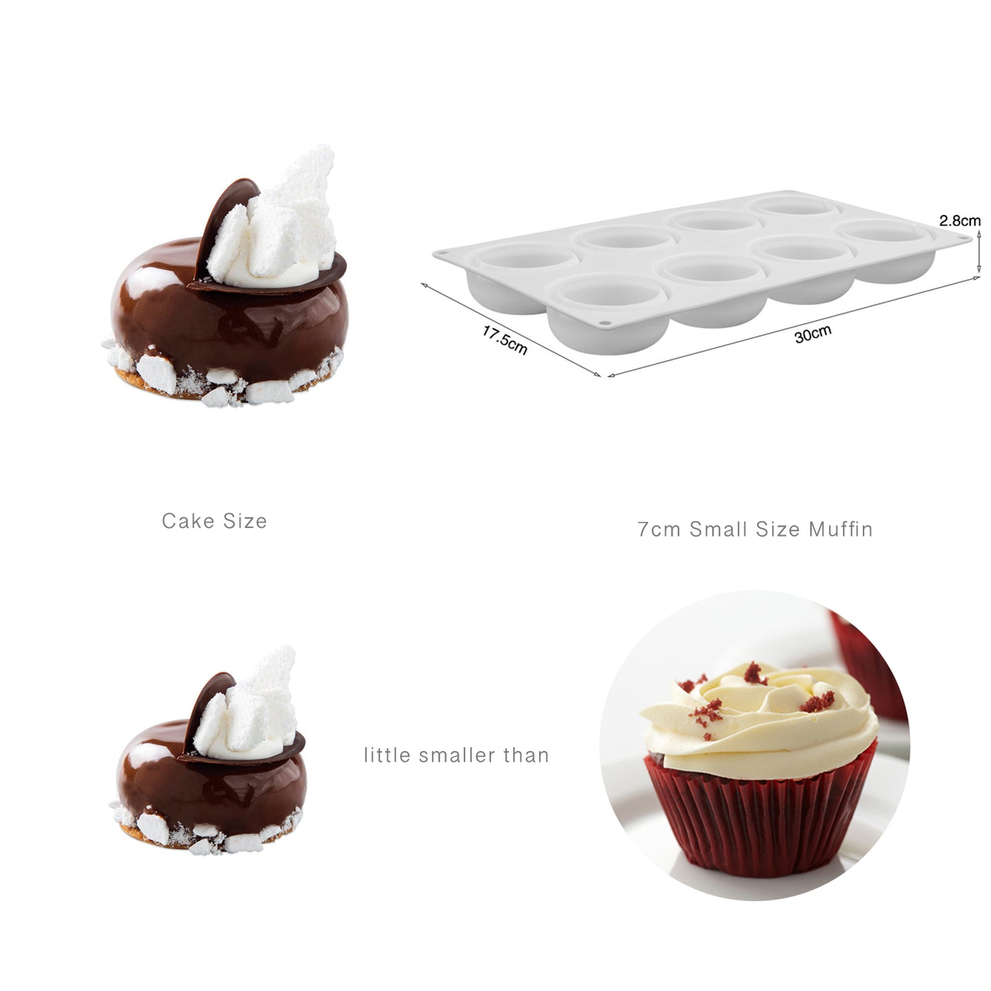 beicemania® Small Cake tin Round Cake tin Chocolate mold 3D Cake tins Mousse Cake molds Silicone White