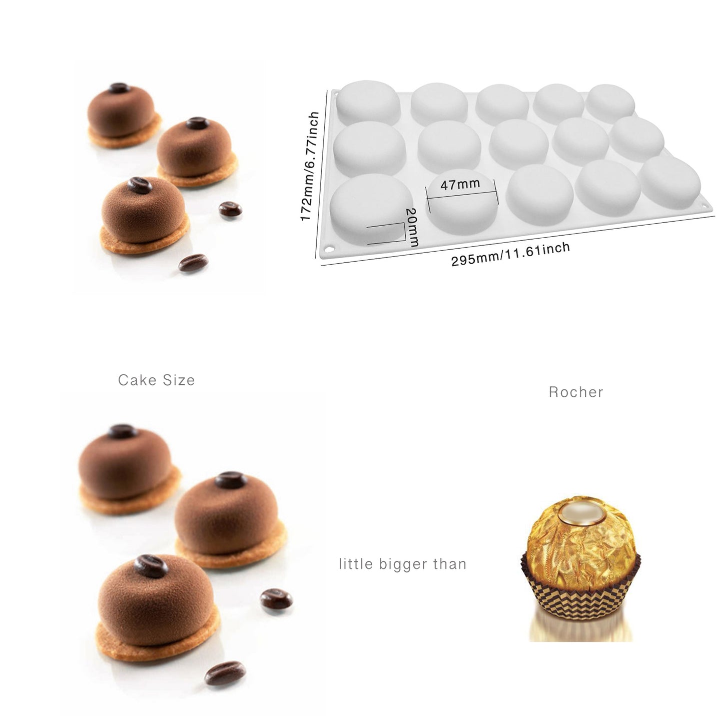 beicemania® Small Cake tins Round Cake tin 3D Cake tins Mousse Cake molds Silicone White Ring Cake tin Cylinder