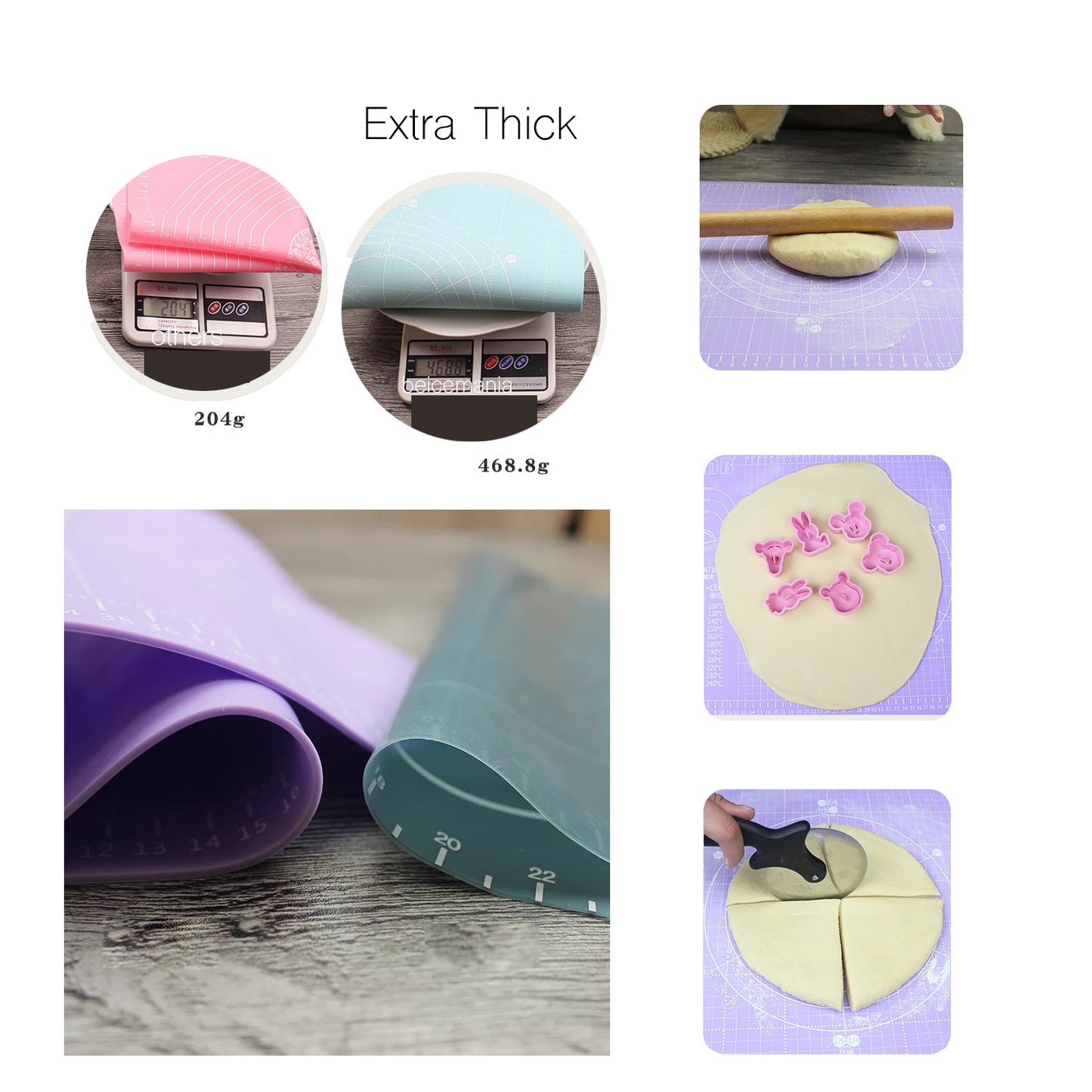 beicemania® Cooking Sheet Cake Silicon Baking mat Cooking Silicone mat Large Silicon Sheet 40cm x 50cm x 2mm Purple