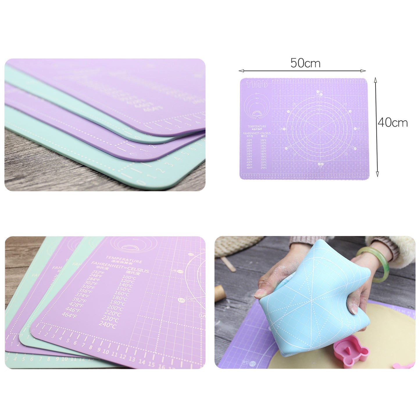 beicemania® Cooking Sheet Cake Silicon Baking mat Cooking Silicone mat Large Silicon Sheet 40cm x 50cm x 2mm Purple