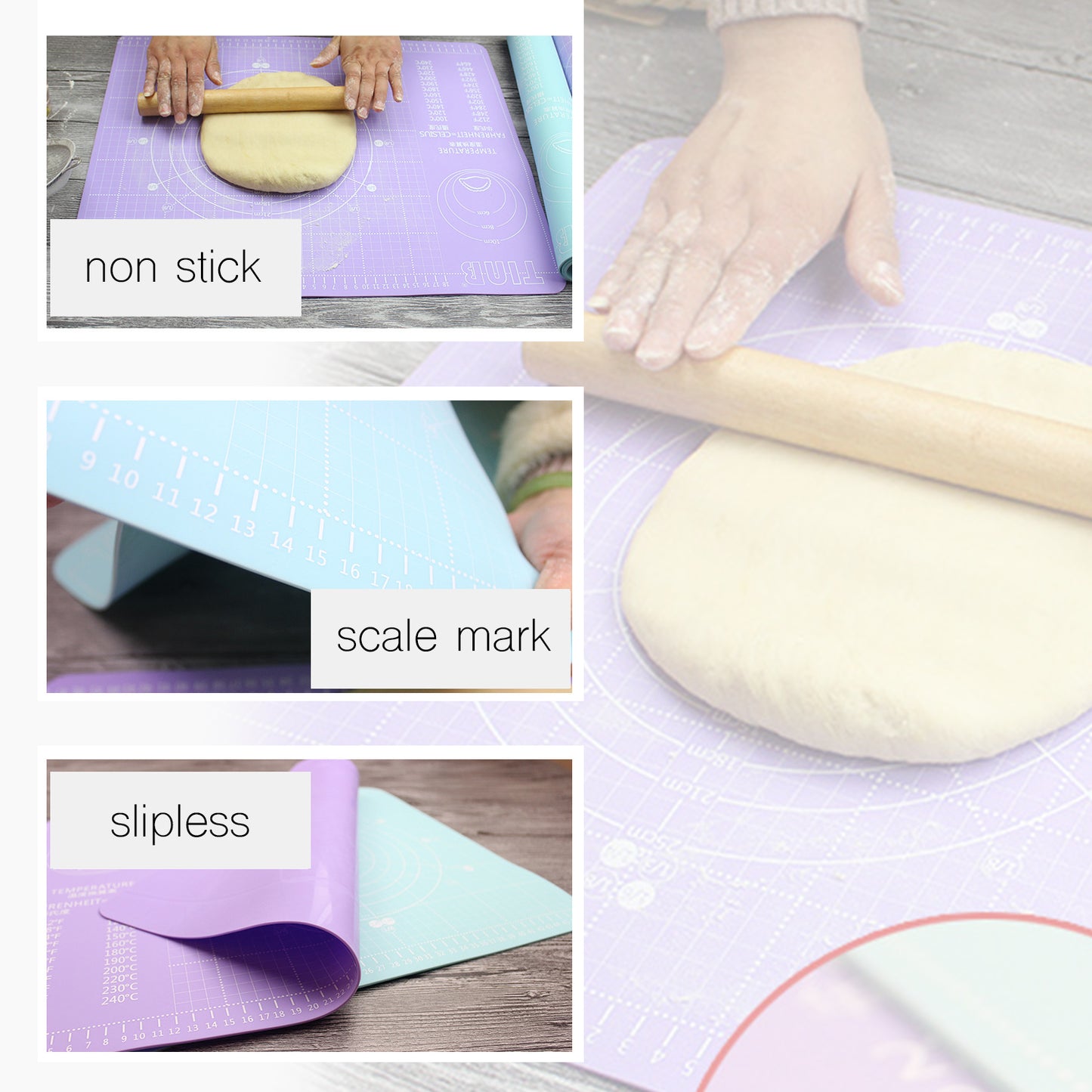 beicemania® Cooking Sheet Cake Silicon Baking mat Cooking Silicone mat Large Silicon Sheet 40cm x 50cm x 2mm Purple