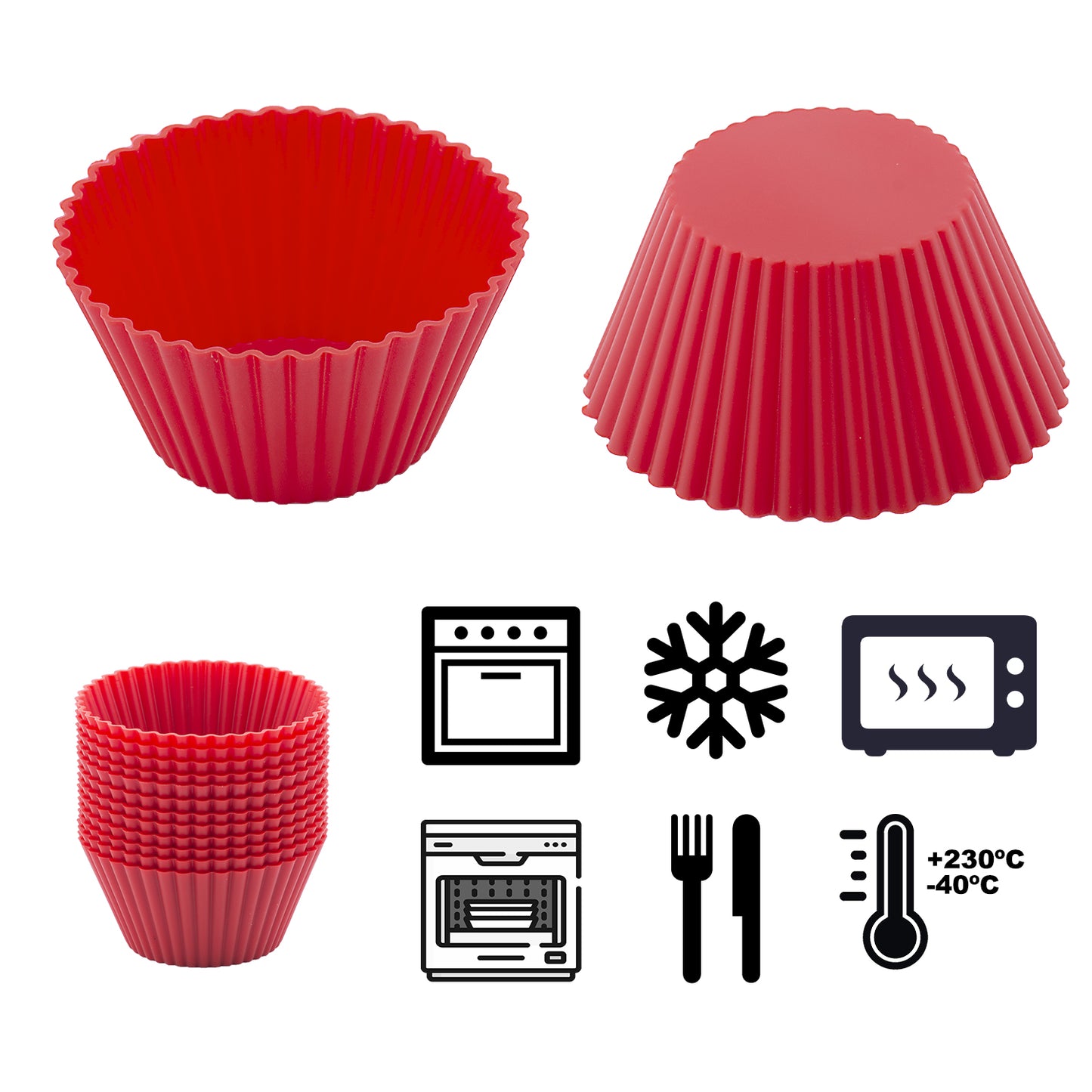 beicemania® Yellow Cupcake Cases Silicone Muffin Trays 12 Round Muffin Tray 7cm