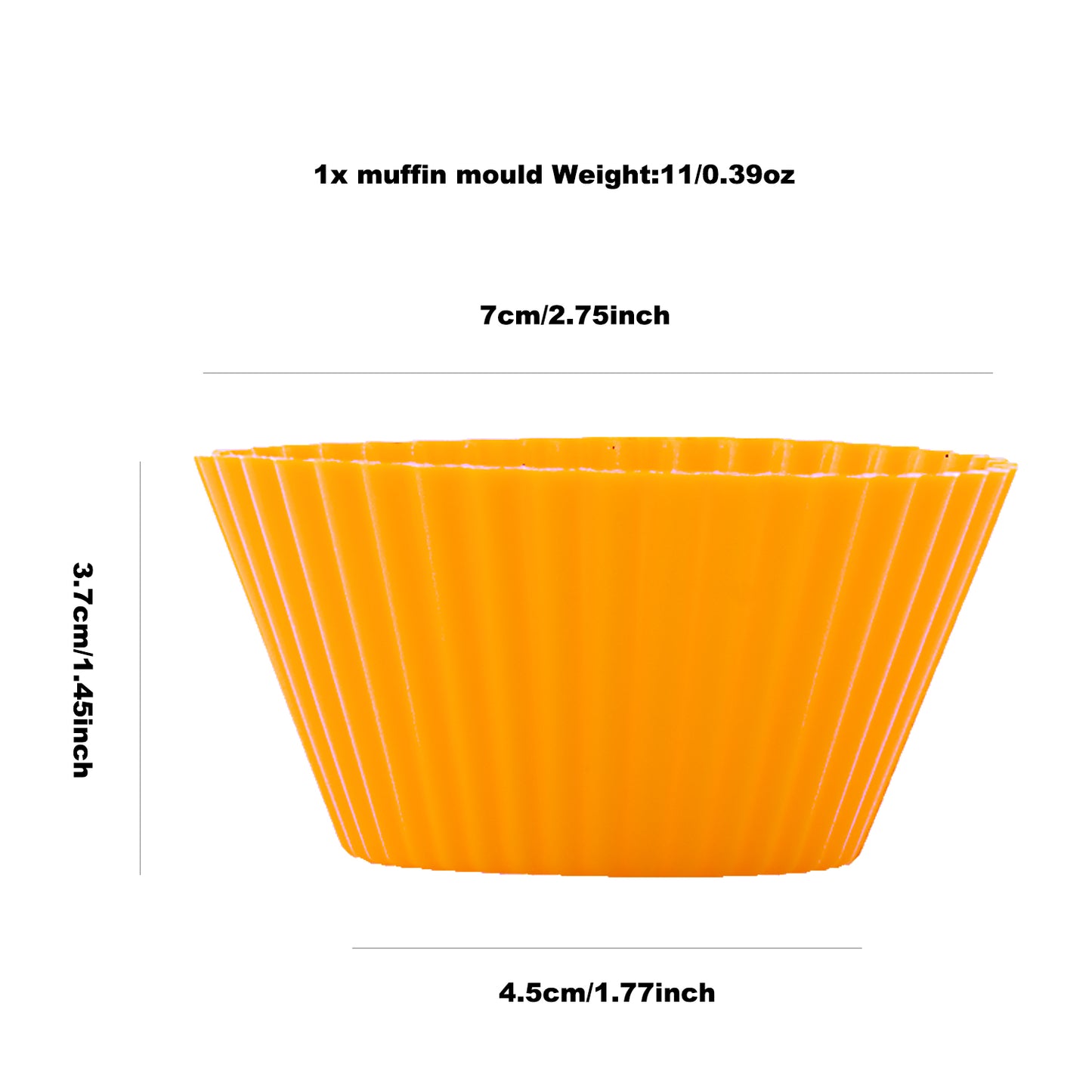 beicemania® Yellow Cupcake Cases Silicone Muffin Trays 12 Round Muffin Tray 7cm