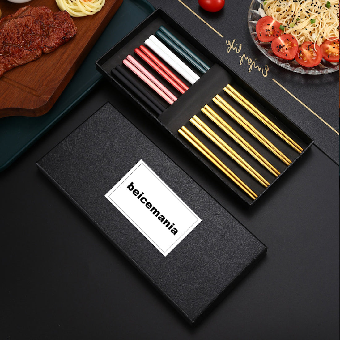 beicemania® Japanese Stainless Steel Chopsticks Set reusable chopsticks colorful style gold color